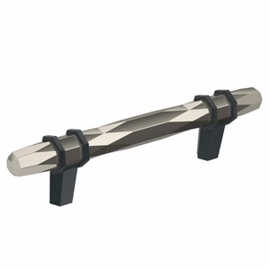 lot 332 image: London 3-34 in (96 mm) Center-to-Center Polished NickelBlack Bronze Cabinet Pull