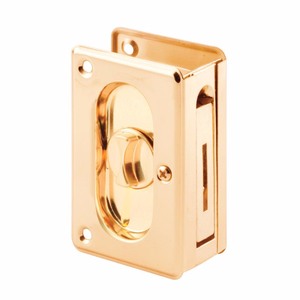 lot 346 image: Prime-Line Products N 7365 Pocket Door Privacy Lock with Pull, 3-34-Inch, Polished Brass