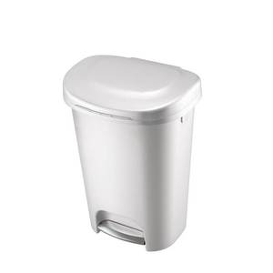 lot 8464 image: Rubbermaid, Premium Step On Wastebasket, Plastic, 13 gal, White
