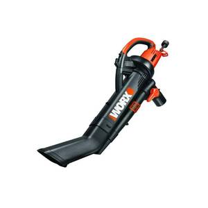 lot 8637 image: WORX WG509 Corded Electric TriVac BlowerMulcherVacuum & Impellar Bag and Strap