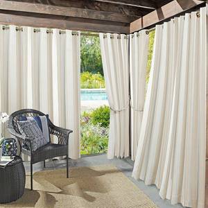 lot 8652 image: Sun Zero Valencia 54 x 95 Cabana Stripe IndoorOutdoor Uv Protectant Curtain Panels 2