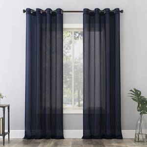 lot 8656 image: No. 918 Sheer Voile Grommet Curtain Panel, 63 L x 59 W Two Panels