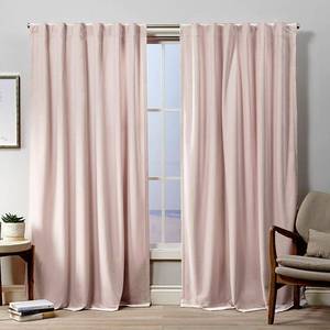 lot 8657 image: Exclusive Home Curtains Velvet Heavyweight Hidden Tab Top Curtain Panel Pair, 52x96, Blush