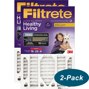 lot 8714 image: 3M Filtrete Ultra Allergen Reduction Filter Slim Fit 16x25x4 4-Pack