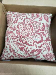 lot 8728 image: Pillow Perfect Red Floral 13x13 Inch Throw Pillow