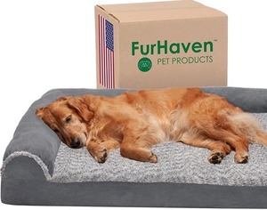 lot 8337 image: Oversized XXL Dog Bed, Grey 54in x 42in, Removable Cover