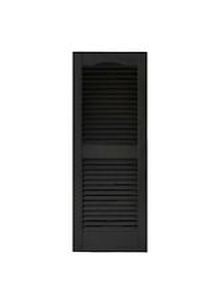 lot 8840 image: Set Of 2 Black Plastic Decorative Shutters, 46.75x14.5 Inches