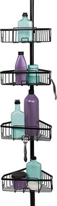 lot 8851 image: Zenna Home Shower Tension Pole Caddy, Bronze