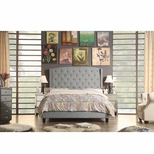 lot 8642 image: Alton Furniture Angelo Tufted Upholstered PanelPlatform Bed Gray