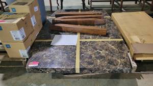 lot 9192 image: Acrylic Table W Wooden Legs