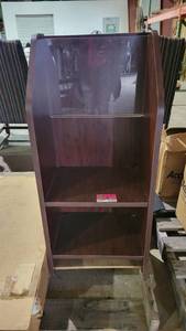 lot 9194 image: Wooden Laminate Magazine Rack and (3) Black Equipment Bags