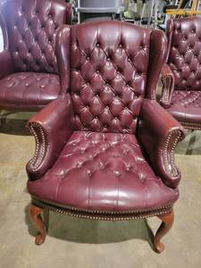 lot 9203 image: High Point Burgandy Federal Style Arm Chair