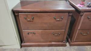 lot 9207 image: Two Drawer Wooden Lateral Filing Cabinet