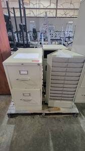 lot 9212 image: Assorted Tan Filing Cabinets