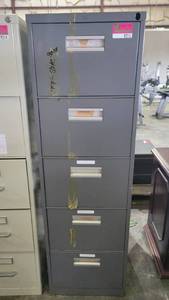 lot 9215 image: Hon Gray Five Drawer Filing Cabinet