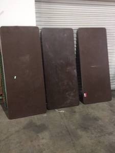 lot 9297 image: Collapsible Brown Table 6 ft - Lot of 3 - Worn Veneer Tops - Slightly Damaged