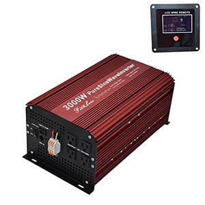 lot 5106 image: DC12V to AC110V60Hz Pure SINE Wave Power Inverter with Continuous Output Power 3000W,4 American SOCKE and LCD Wire Remote KIT.