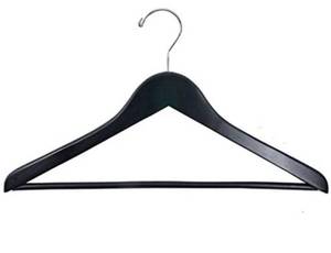 lot 36690 image: NAHANCO 8217CH Flat Suit Hanger, Chrome Hook, 17, Black Pack of 100