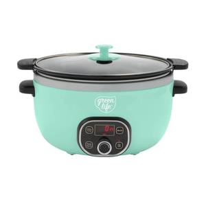 lot 36935 image: GreenLife 6 Qt. Turquoise Slow Cooker