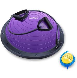 lot 36950 image: Nice C Balance Ball Balance Trainer, Half Ball with Resistant Band, Strength Exercise Fitness Yoga with Foot Pump