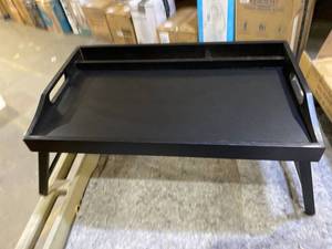 lot 36977 image: Bed Tray Table with Handles Folding Legs Bamboo Breakfast Food Tray with Media...