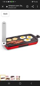lot 36988 image: Dash Everyday Nonstick Electric Griddle for Pancakes, Burgers, Quesadillas, Eggs & other on the go Breakfast, Lunch & Snacks with Drip Tray  Included Recipe Book, 20in, 1500-Watt - Red