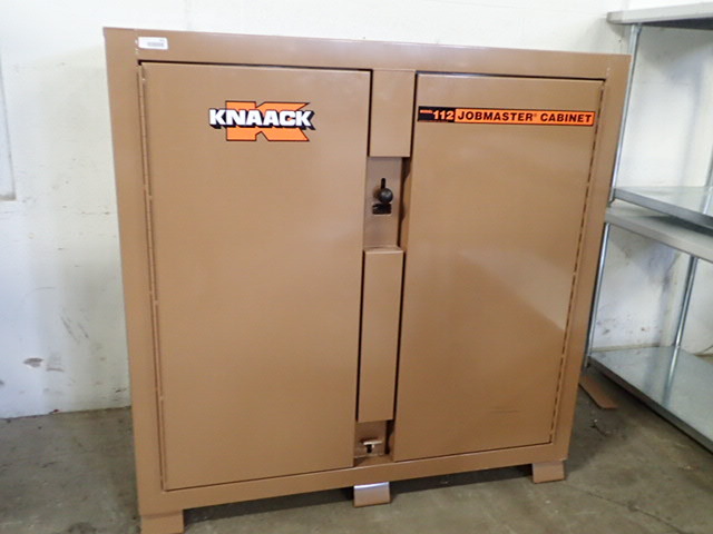lot 7001 image: Knaack Jobsite Storage Cabinet, 60 W x 30 D x 60 H, Tan