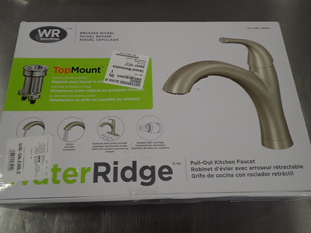 lot 7117 image: WaterRidge Brushed Nickel Pull-Out Kitchen Faucet