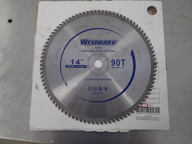 lot 7026 image: WESTWARD 14 Carbide Stainless Steel Cutting Circular Saw Blade, Number of Teeth 90