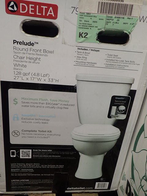 lot 7210 image: Delta Prelude Round Front Bowl Chair Height White Toilet