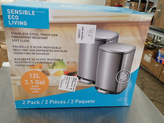 lot 7119 image: (2) Stainless Steel Step-to-Open Trash Cans