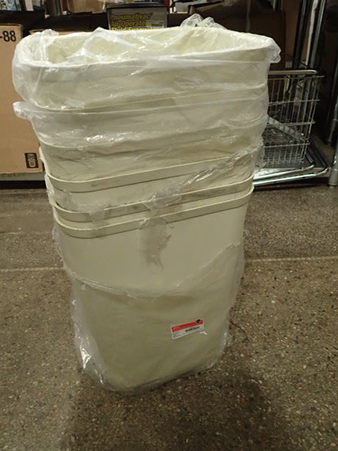 lot 7503 image: (6) TOUGH GUY 10 gal. Rectangular Beige Wastebaskets