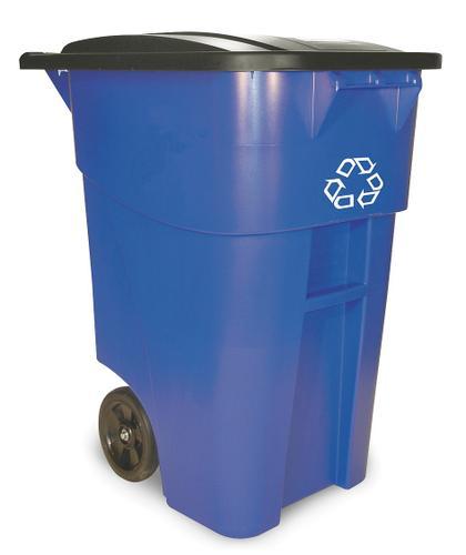 lot 32 image: Rubbermaid Brute Rollout Recycling Container - 50-Gallon Capacity