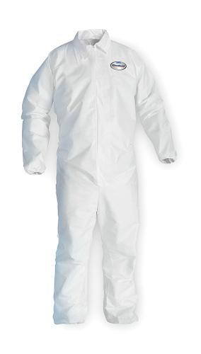lot 103 image: A40 Liquid and Particle Protection Disposable Microporous Coveralls with Zippered Front, Elastic Cuffs, White, 4X-Lar...