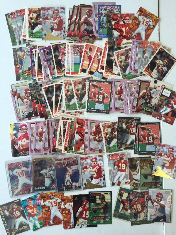 lot 1032 image: (120) Joe Montana Kansas City Chiefs Cards - Including Premiums & Inserts - Huge Book Value Over $250