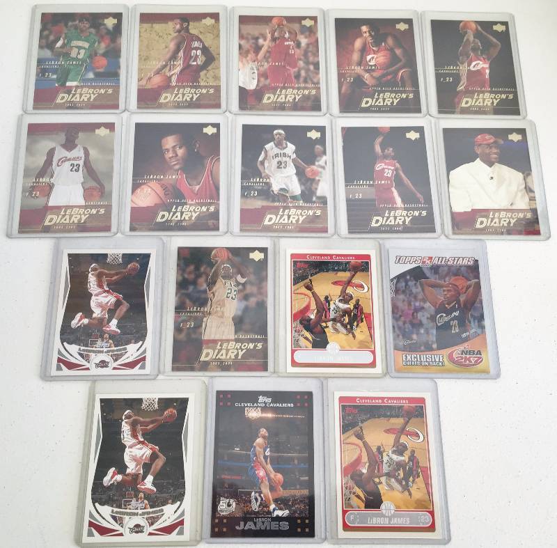 lot 1013 image: Amazing Lebron James (17) Card Lot - Including Rare Rookie Year Subset Cards - Must Have Lot