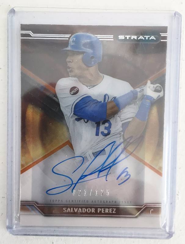 lot 1018 image: Salvador Perez Certified Authentic Autographed 2015 Topps Strata -  Serial #d 21150 - Incredible Card from 2015 World Series MVP