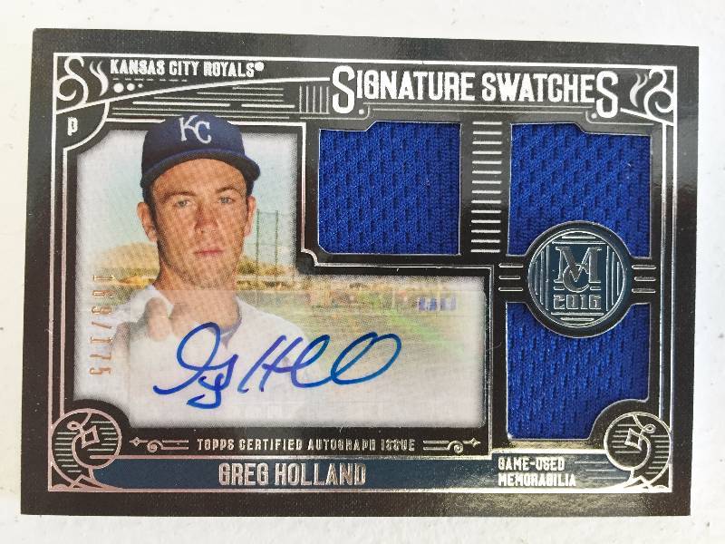 lot 1021 image: Greg Holland Royals Closer All Star Hero - Triple Relic Autographed - 3 Jersey Swatch Card - Amazingly Rare Relic Card - Serial #d 169175