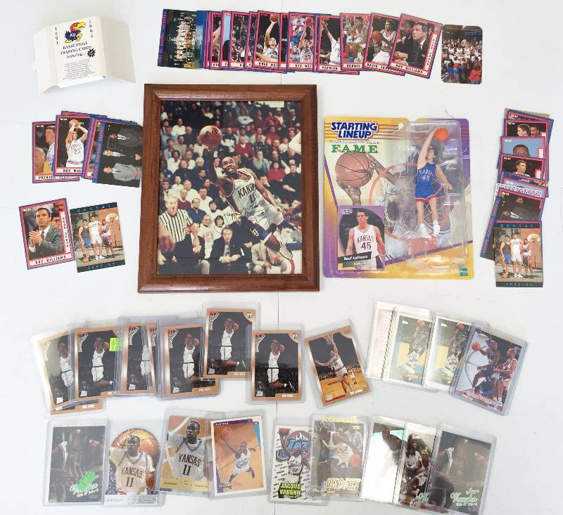 lot 1023 image: Kansas Jayhawk Basketball Lot - Our most amazing lot ever - Must See - Autographs, Rookies, Card Set, Starting Line up 