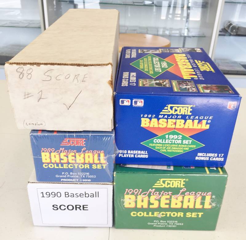 lot 1029 image: Huge Lot - Score Baseball Complete Set Run - Amazing (5) Set Lot 198889909192 - Includes Factory Sealed Sets - Must See