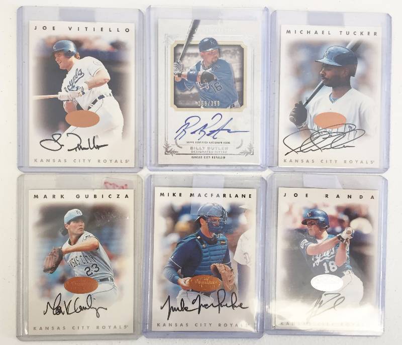 lot 1088 image: Authentic Certified Kansas City Royals Fan Favorite Autograph Lot - (6) Authentic Royals Superstar Autographs - All Card Company Certified