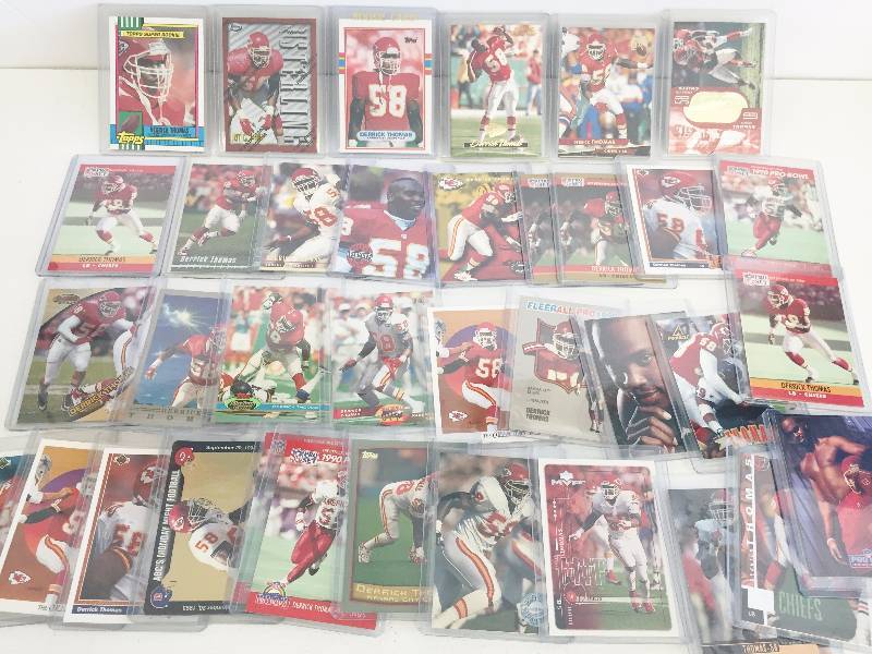 lot 1061 image: Amazing (36) card Derrick Thomas Lot including Rare 1990 Topps Traded Rookie - Inserts, Premiums 