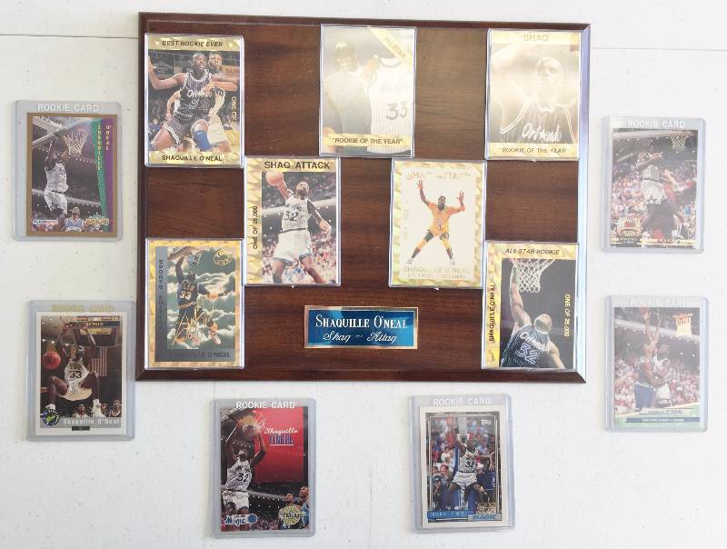 lot 1070 image: Shaquille SHAQ Oneal 11 x 13 12 Seven (7 Rookie) Card Plaque  (6) ROOKIE CARDS - Limited Edition Cards - Serial #d