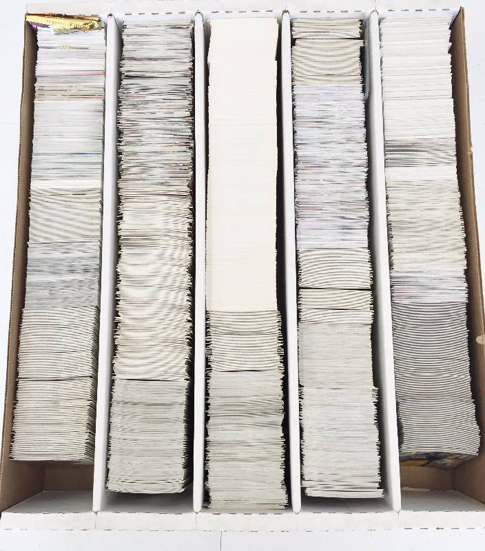 lot 1081 image: 5,000 Count Box Jam Packet With Football Superstars - Rookies - Inserts & More - Book Value Over $500 - A True Treasure Hunt