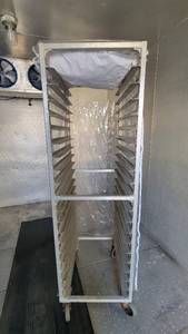 lot 6103 image: Mobile Aluminum Sheet Pan Rack W a Cover