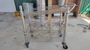 lot 6117 image: 3-Tier Metal Rolling Cart W Handle&nbsp