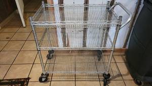 lot 6126 image: 3-Tier Metal Cart W Handle&nbsp