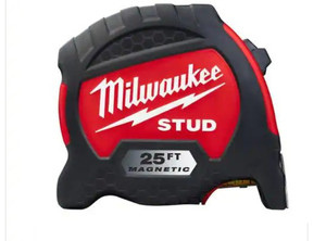 lot 50976 image: Milwaukee 25 ft. x 1-516 in. Gen II STUD Magnetic Tape Measure with 17 ft. Reach, Model 48-22-9725M
