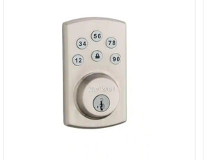 lot 50984 image: Kwikset Powerbolt2 Satin Nickel Single Cylinder Electronic Deadbolt
