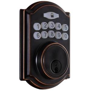 lot 50985 image: Defiant Castle Aged Bronze Single Cylinder Electronic Keypad Deadbolt